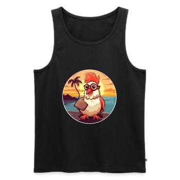 Rooster Cute Funny Cartoon Kawaii Book Beach - Men's Premium Organic Tank Top - black - Front - AI Model Male 178 light (178cm)