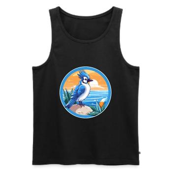 Blauer Eichelhäher Vogel Aquarell Karikatur Kawaii Tier Haustier - Männer Premium Bio Tank Top - Schwarz - Vorne - AI Model Male 178 light (178cm)