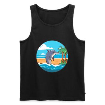 Delfin Aquarell Cartoon Kawaii Clipart Tier - Männer Premium Bio Tank Top - Schwarz - Vorne - AI Model Male 178 light (178cm)