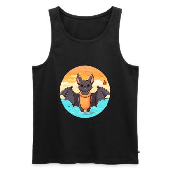 Fledermaus Aquarell Cartoon Kawaii Clipart Tier - Männer Premium Bio Tank Top - Schwarz - Vorne - AI Model Male 178 light (178cm)