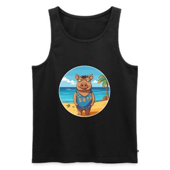 Boar Watercolor Cartoon Kawaii Clipart Animal - Men's Premium Organic Tank Top - black - Front - AI Model Male 178 light (178cm)