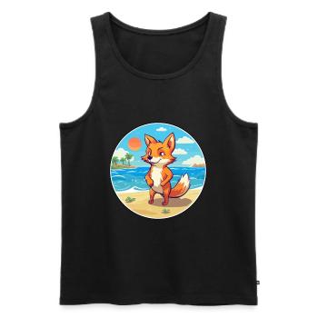 Fuchs Aquarell Cartoon Kawaii Clipart Tier - Männer Premium Bio Tank Top - Schwarz - Vorne - AI Model Male 178 light (178cm)
