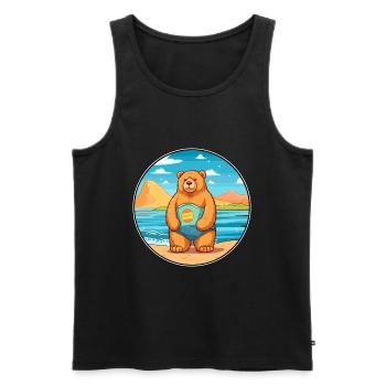 Ours Aquarelle Dessin Animé Kawaii Clipart Animal - Débardeur bio Premium Homme - noir - Devant - Michal (187cm)