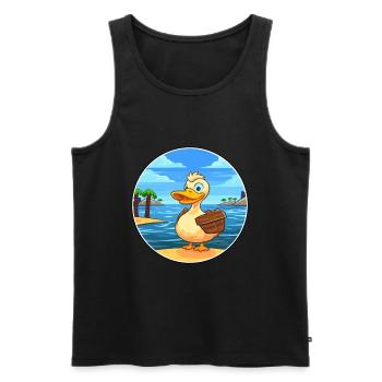 Ente Aquarell Cartoon Kawaii Clipart Tier - Männer Premium Bio Tank Top - Schwarz - Vorne - AI Model Male 178 light (178cm)