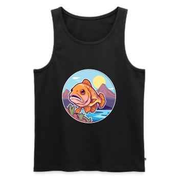 Poisson Aquarelle Dessin Animé Kawaii Clipart Animal - Débardeur bio Premium Homme - noir - Devant - AI Model Male 178 light (178cm)
