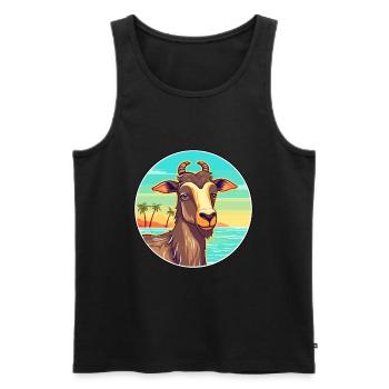 Ziege Aquarell Cartoon Kawaii Clipart Tier - Männer Premium Bio Tank Top - Schwarz - Vorne - Michal (187cm)