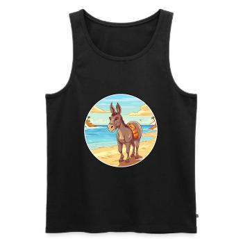 Âne aquarelle dessin animé Kawaii Clipart Animal - Débardeur bio Premium Homme - noir - Devant - Michal (187cm)