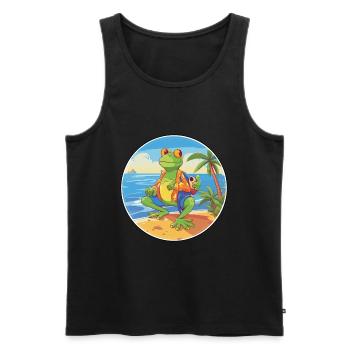 Grenouille aquarelle dessin animé Kawaii Clipart Animal - Débardeur bio Premium Homme - noir - Devant - Michal (187cm)