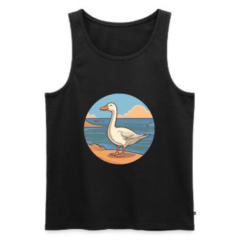 Goose Watercolor Cartoon Kawaii Clipart Animal - Men's Premium Organic Tank Top - black - Front - Michal (187cm)