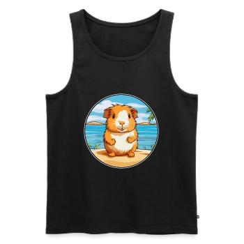 Cochon d’Inde aquarelle dessin animé Kawaii Clipart animal de compagnie - Débardeur bio Premium Homme - noir - Devant - Michal (187cm)