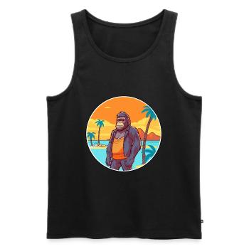 Gorilla Watercolor Cartoon Kawaii Clipart Animal - Men's Premium Organic Tank Top - black - Front - Michal (187cm)