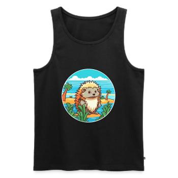 Igel Aquarell Karikatur Kawaii Clipart Tier - Männer Premium Bio Tank Top - Schwarz - Vorne - AI Model Male 178 light (178cm)
