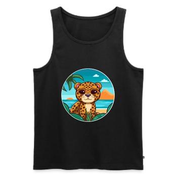 Jaguar Watercolor Cartoon Kawaii Clipart Animal - Men's Premium Organic Tank Top - black - Front - Michal (187cm)