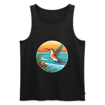 Colibri aquarelle dessin animé Kawaii Clipart animal de compagnie - Débardeur bio Premium Homme - noir - Devant - Michal (187cm)