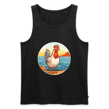 Hen Watercolor Cartoon Kawaii Clipart Animal - Men's Premium Organic Tank Top - black - Front - AI Model Male 178 light (178cm)