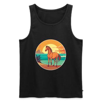 Pferd Aquarell Karikatur Kawaii Clipart Tier - Männer Premium Bio Tank Top - Schwarz - Vorne - Michal (187cm)