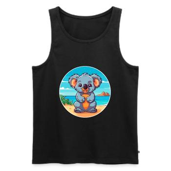 Koala Aquarell Cartoon Kawaii Clipart Tier - Männer Premium Bio Tank Top - Schwarz - Vorne - Michal (187cm)