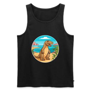 Komodo Dragon Aquarelle Dessin Animé Kawaii Animal - Débardeur bio Premium Homme - noir - Devant - Michal (187cm)