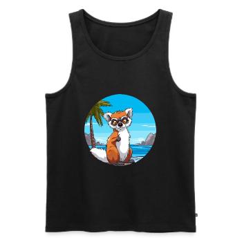 Lemur Watercolor Cartoon Kawaii Clipart Animal - Men's Premium Organic Tank Top - black - Front - Michal (187cm)