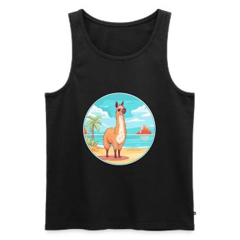 Lama Aquarell Cartoon Kawaii Clipart Tier - Männer Premium Bio Tank Top - Schwarz - Vorne - Michal (187cm)