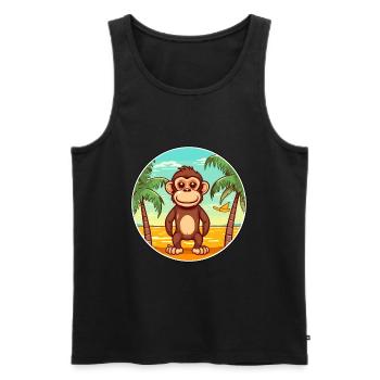 Monkey Watercolor Cartoon Kawaii Clipart Animal - Men's Premium Organic Tank Top - black - Front - AI Model Male 178 light (178cm)