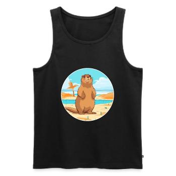 Murmeltier Aquarell Cartoon Kawaii Clipart Tier - Männer Premium Bio Tank Top - Schwarz - Vorne - Michal (187cm)