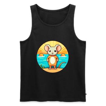 Mouse Watercolor Cartoon Kawaii Clipart Animal - Men's Premium Organic Tank Top - black - Front - Michal (187cm)
