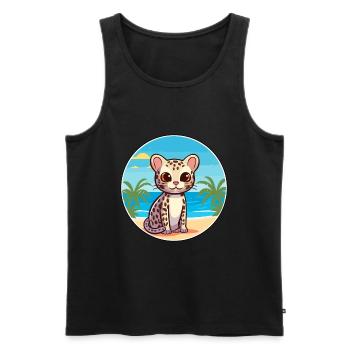 Ocelot Watercolor Cartoon Kawaii Clipart Animal - Men's Premium Organic Tank Top - black - Front - Michal (187cm)