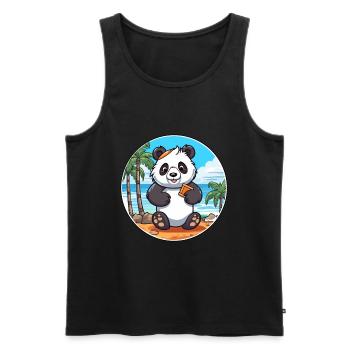 Panda Watercolor Cartoon Kawaii Clipart Animal - Men's Premium Organic Tank Top - black - Front - Michal (187cm)
