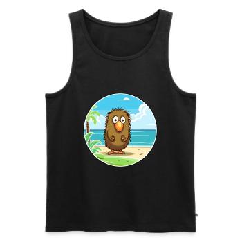 Kiwi Aquarell Cartoon Kawaii Clipart Tier - Männer Premium Bio Tank Top - Schwarz - Vorne - Michal (187cm)