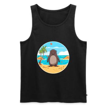 Mole Watercolor Cartoon Kawaii Clipart Animal - Men's Premium Organic Tank Top - black - Front - AI Model Male 178 light (178cm)