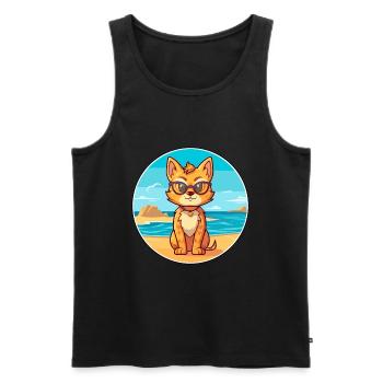 Lynx Watercolor Cartoon Kawaii Clipart Animal - Men's Premium Organic Tank Top - black - Front - Michal (187cm)