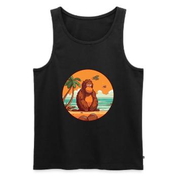 Orang-outan aquarelle dessin animé Kawaii Clipart Animal - Débardeur bio Premium Homme - noir - Devant - Michal (187cm)