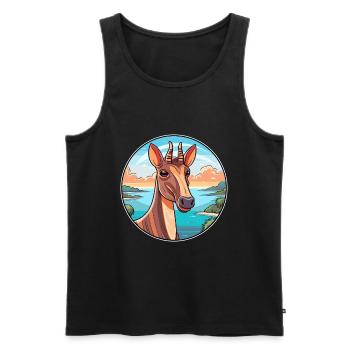 Okapi Watercolor Cartoon Kawaii Clipart Animal - Men's Premium Organic Tank Top - black - Front - AI Model Male 178 light (178cm)