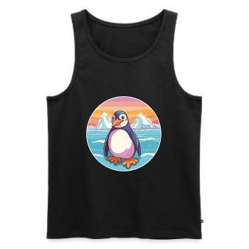 Pinguin Aquarell Cartoon Kawaii Clipart Tier - Männer Premium Bio Tank Top - Schwarz - Vorne - Michal (187cm)