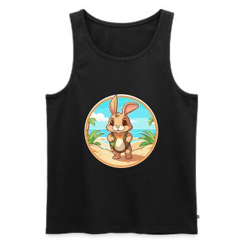 Rabbit Watercolor Cartoon Kawaii Clipart Animal - Men's Premium Organic Tank Top - black - Front - Michal (187cm)