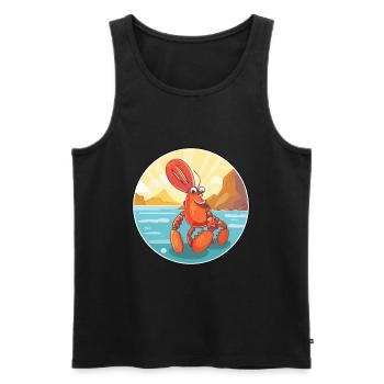Homard aquarelle dessin animé Kawaii Clipart Animal - Débardeur bio Premium Homme - noir - Devant - Michal (187cm)