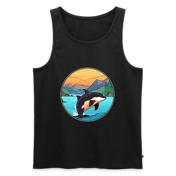 Orca Watercolor Cartoon Kawaii Clipart Animal - Men's Premium Organic Tank Top - black - Front - Michal (187cm)