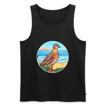 Perdrix aquarelle dessin animé Kawaii Clipart Animal - Débardeur bio Premium Homme - noir - Devant - Michal (187cm)