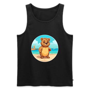 Quokka Watercolor Cartoon Kawaii Clipart Animal - Men's Premium Organic Tank Top - black - Front - Michal (187cm)