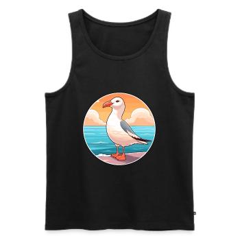 Seagull Watercolor Cartoon Kawaii Clipart Animal - Men's Premium Organic Tank Top - black - Front - Michal (187cm)