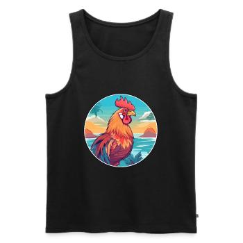 Rooster Watercolor Cartoon Kawaii Clipart Animal - Men's Premium Organic Tank Top - black - Front - AI Model Male 178 light (178cm)