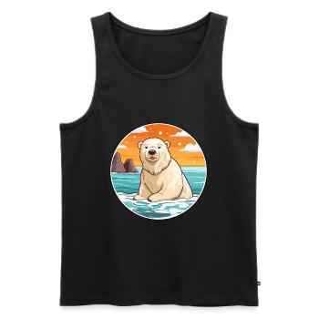 Ours polaire aquarelle dessin animé Kawaii Clipart animal de compagnie - Débardeur bio Premium Homme - noir - Devant - Michal (187cm)