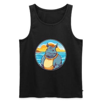 Rhino Watercolor Cartoon Kawaii Clipart Animal - Men's Premium Organic Tank Top - black - Front - AI Model Male 178 light (178cm)