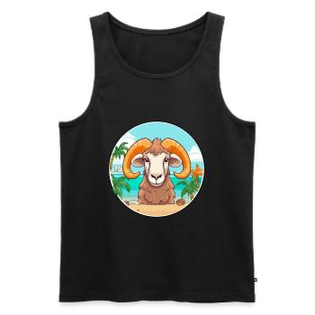 Ram Watercolor Cartoon Kawaii Clipart Animal - Men's Premium Organic Tank Top - black - Front - AI Model Male 178 light (178cm)