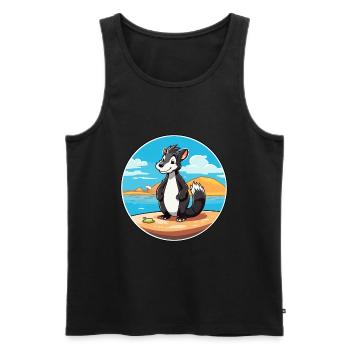 Skunk aquarelle dessin animé Kawaii Clipart Animal - Débardeur bio Premium Homme - noir - Devant - AI Model Male 178 light (178cm)