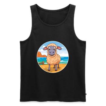 Sheep Watercolor Cartoon Kawaii Clipart Animal - Men's Premium Organic Tank Top - black - Front - Michal (187cm)