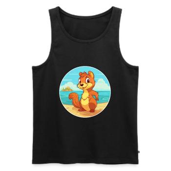 Squirrel Watercolor Cartoon Kawaii Clipart Animal - Men's Premium Organic Tank Top - black - Front - Michal (187cm)