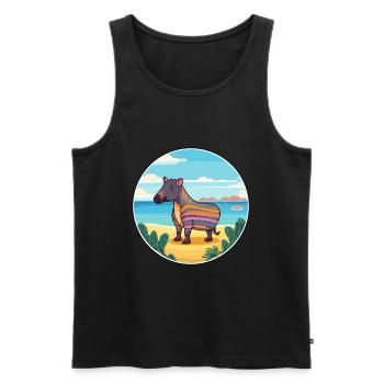 Tapir Watercolor Cartoon Kawaii Clipart Animal - Men's Premium Organic Tank Top - black - Front - Michal (187cm)