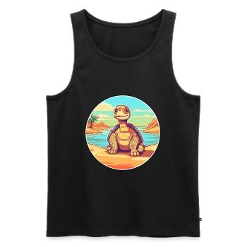 Turtle Watercolor Cartoon Kawaii Clipart Animal - Men's Premium Organic Tank Top - black - Front - Michal (187cm)
